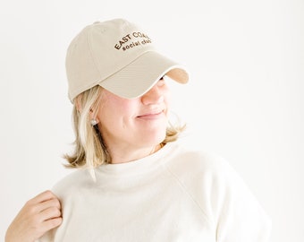 Neutral baseball hat embroidered baseball hat for girl gift friend wanderlust trucker hat trendy baseball stylish hat east coast social club