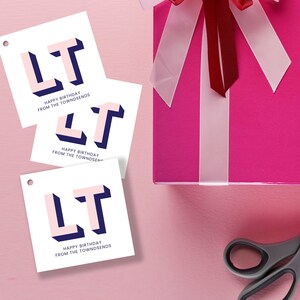 Custom printed hang tags square monogram stickers shadow monogram gift tags printed hang tag thank you gift tag custom hang tag monogram tag