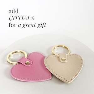 Personalized Heart Keychain Monogram Heart Key Fob Gift Cute Bag Charm Small Gift for Her Custom Leather Key New Driver Gift for New Home