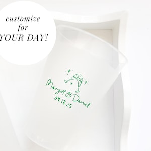 Personalized wedding reception bar cups – custom frosted shatterproof cups