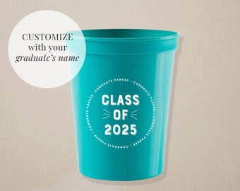 Custom graduation party cup with name and year personalized high school grad party stadium cup for party bulk plastic drink cup for event