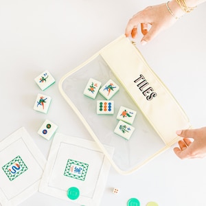 Mahjong tile bag custom pouch for mahjong gift pouch for tile organization storage zipper bag tile set large personalized mahjong bag gift