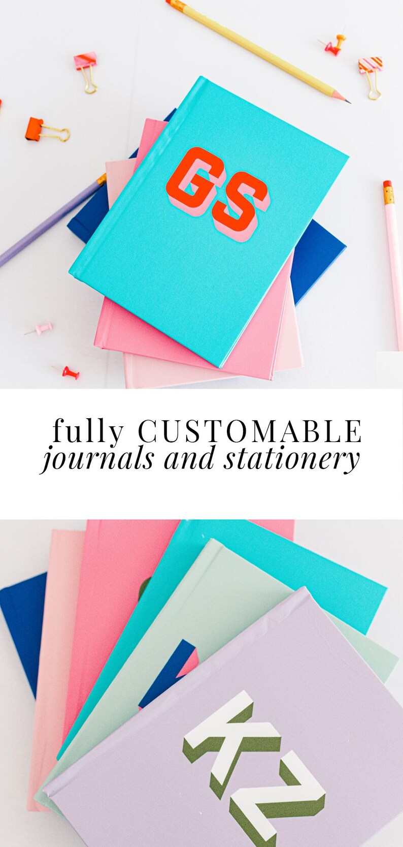 Personalized stationery gift idea
Custom journal for student or teen
Lined notebook with initials