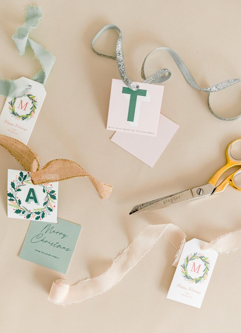 Custom printed hang tags square monogram stickers shadow monogram gift tags printed hang tag thank you gift tag custom hang tag monogram tag