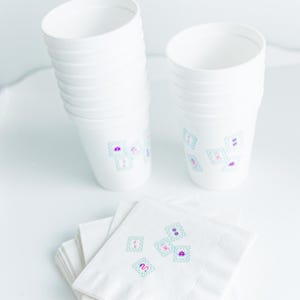 Mahjong cup custom cup for mahjong player game night reusable cup mah-Jong party cup with matching napkin party mahjong social club party