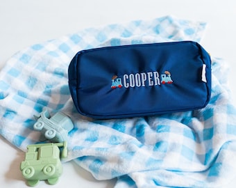 Custom nylon pouch for baby gear zipper bag for kids Embroidered pouch for baby shower gift organization for stroller car nursery