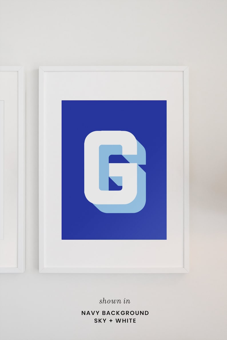 Monogram print college dorm decor custom office decor for gym initial art print for nursery boy print home decor artwork initial print girl