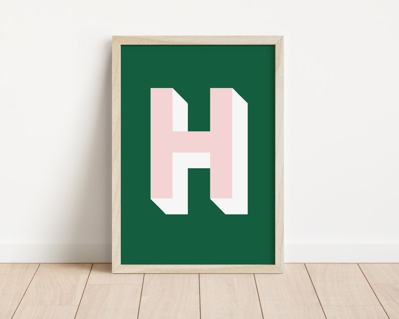 Monogram print college dorm decor custom office decor