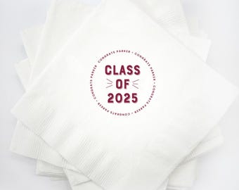 Custom graduation party napkin with high school color personalized cocktail napkin for grad party college personalized disposable napkin