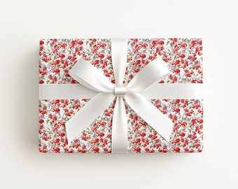 Classic holly berry gift wrap for Christmas on a roll with berries preppy gift wrap for holiday gift wrapping vintage style wrapping paper