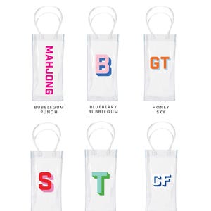 Clear wine tote monogrammed wine bag personalized favor gift for shower wine gift bag corporate gifting custom tote booze bag ice wine bag punch