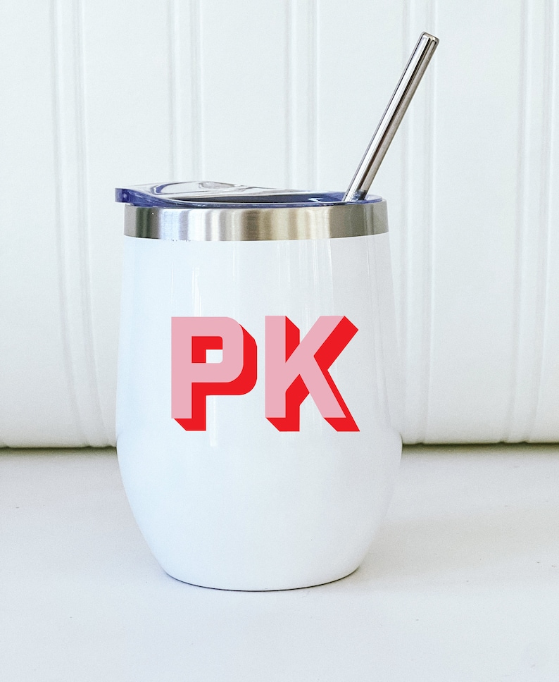 Personalized wine tumbler with straw custom wine tumbler with color block monogram bachelorette gift bridal party personalized wine travel
