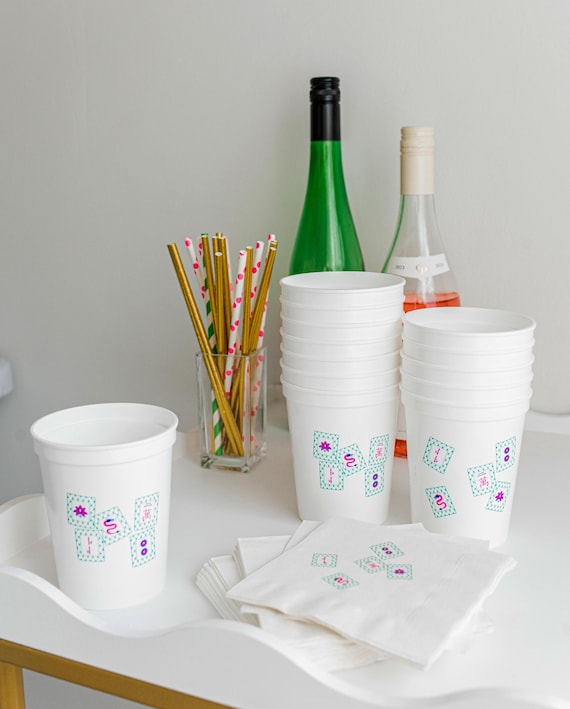 Mahjong party cup for mahjong themed party decor mahjong birthday cup for mahjong player gift party cup drinkware for mahjong party tile cup