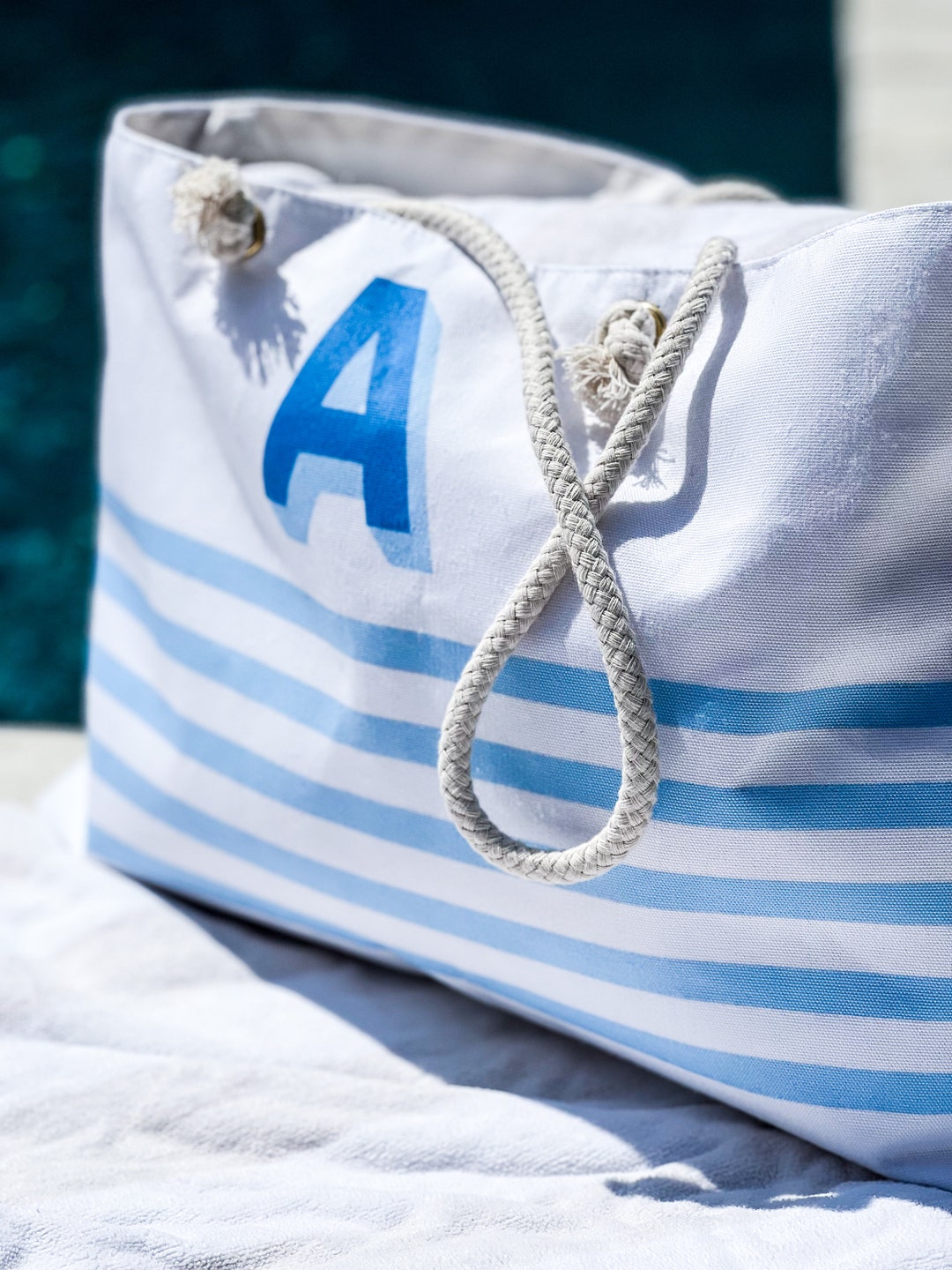 Monogram Tote Bag With Shadow Block Monogram Overnight Tote - Etsy