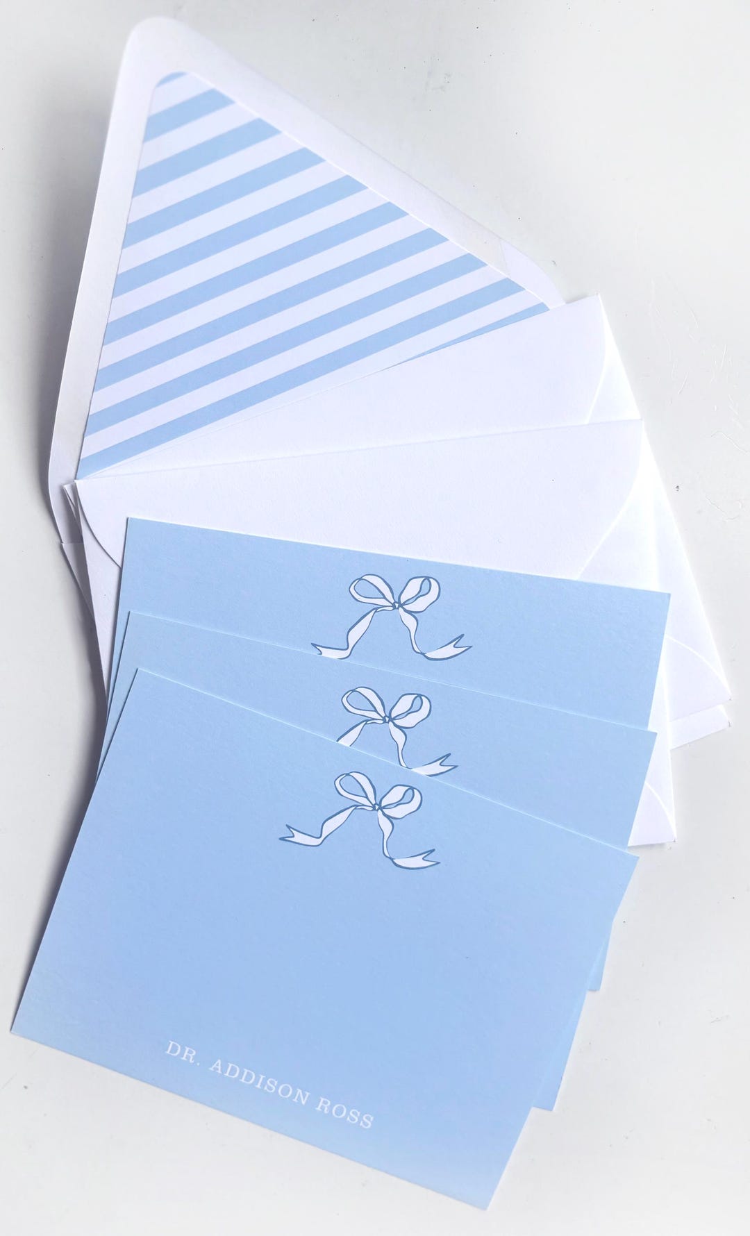 Personalized Stationery Bundle With Bow Notecards Set for Wedding Thank ...