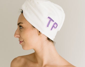 Monogrammed microfiber towel hair wrap towel embroidered gift for her girls night matching set embroidered towel gift for bridal party gift