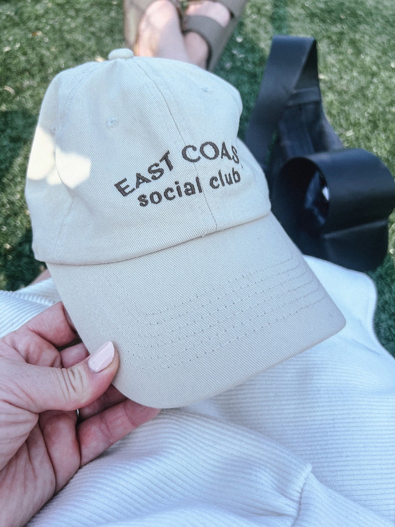 Neutral baseball hat embroidered baseball hat for girl gift friend wanderlust trucker hat trendy baseball stylish hat east coast social club