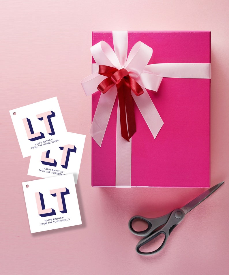 Custom printed hang tags square monogram stickers shadow monogram gift tags printed hang tag thank you gift tag custom hang tag monogram tag