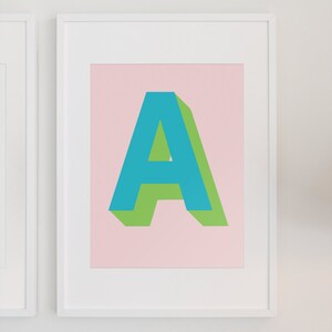 for gym initial art print for nursery boy print home decor artwork initial print girl