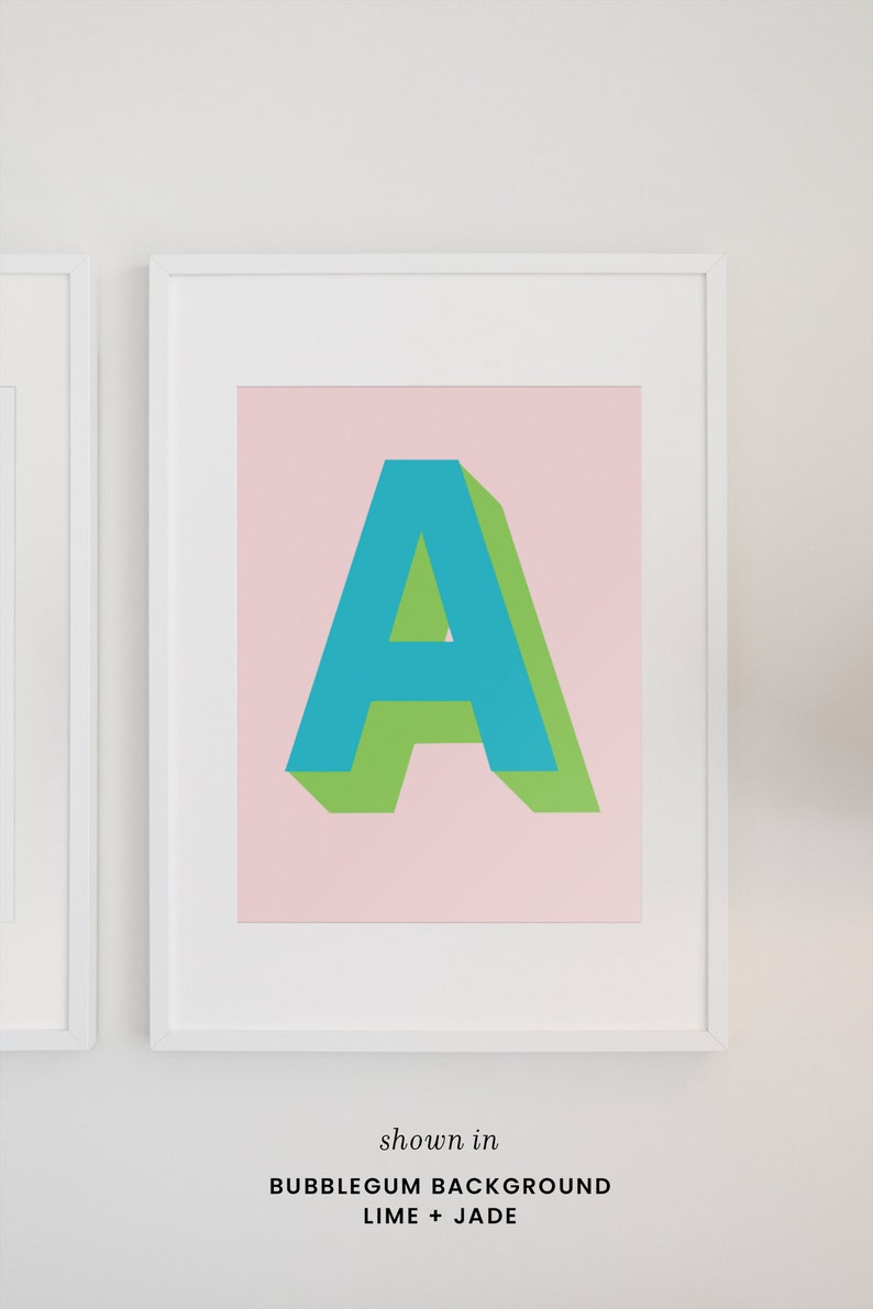 for gym initial art print for nursery boy print home decor artwork initial print girl