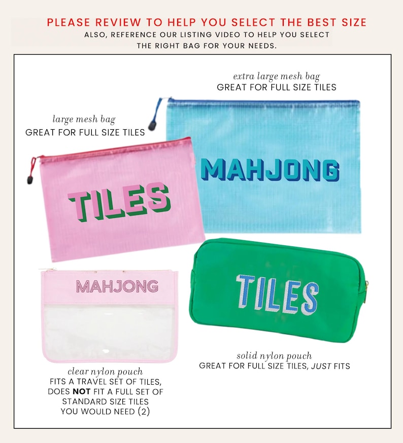 Mahjong tile bag custom pouch for mahjong gift pouch for tile organization storage zipper bag tile set large personalized mahjong bag gift image 5