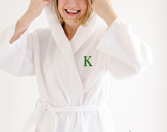 Personalized hooded robe with embroidery monogrammed bathrobe for adult custom embroidered robe with hood matching bridal party robe gift
