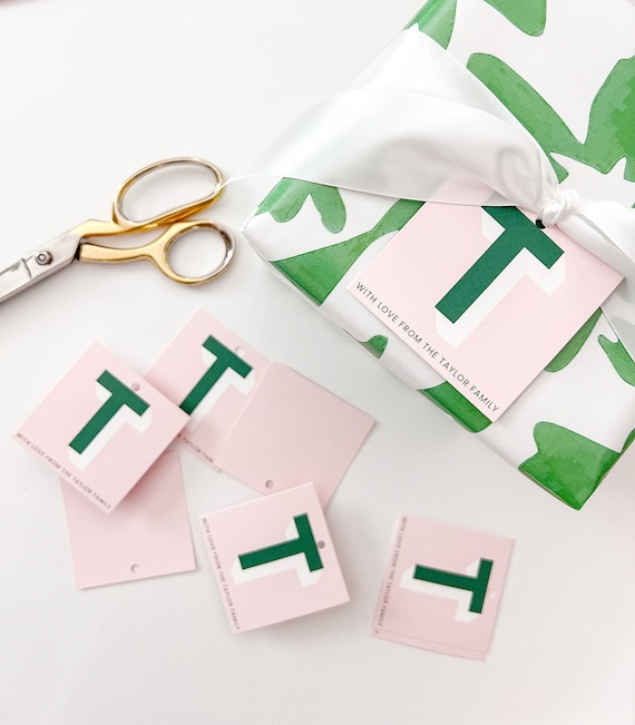 Custom printed hang tags square monogram stickers shadow monogram gift tags printed hang tag thank you gift tag custom hang tag monogram tag
