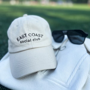 Neutral baseball hat embroidered baseball hat for girl gift friend wanderlust trucker hat trendy baseball stylish hat east coast social club