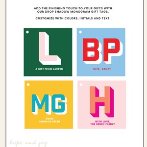 Custom printed hang tags square monogram stickers shadow monogram gift tags printed hang tag thank you gift tag custom hang tag monogram tag