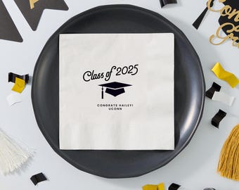 Custom graduation party napkin with high school color personalized cocktail napkin for grad party college personalized disposable napkin