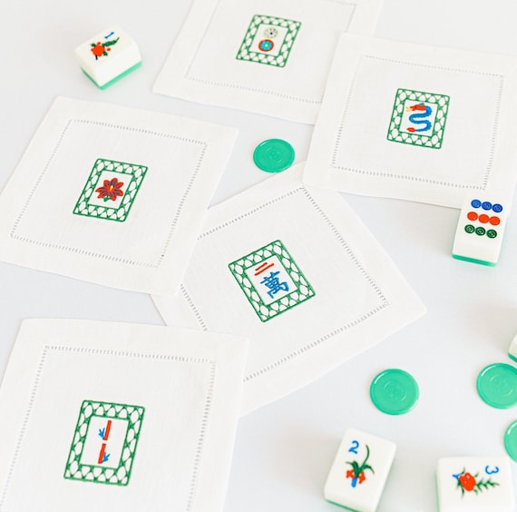 Mahjong cocktail napkin mahjong napkin for girls game night mahjong lover gift for mahjong player hobby gift for gamer napkin with Mahjong