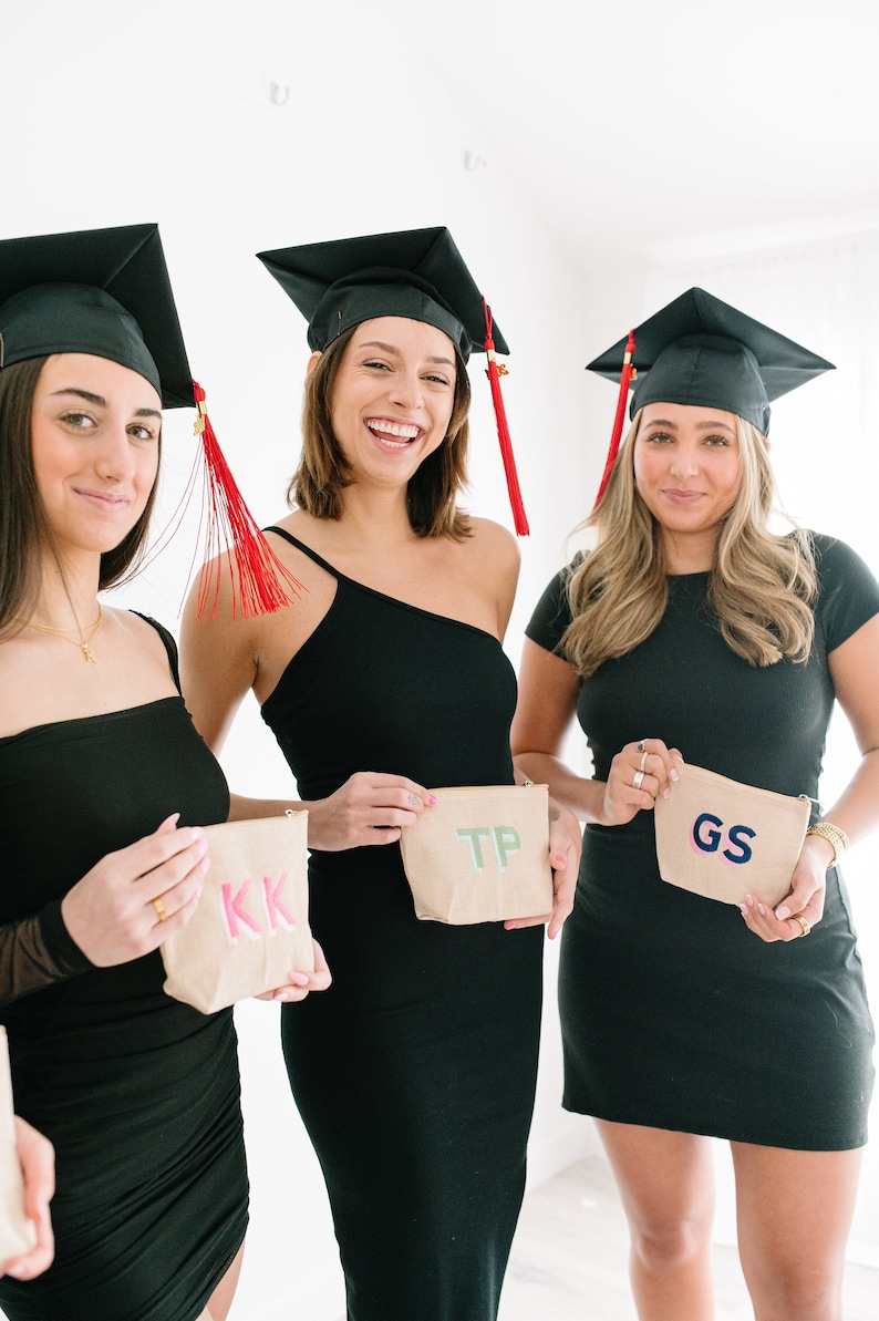 Personalized graduation gift for her custom pouch with embroidery name pouch useful grad gift for high school grad present idea college gift