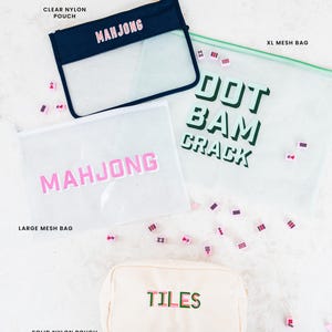 Travel Game Storage Case Large Oriental Bag Premium Mahjong Tile Organizer Portable Design Multiple Size Options Perfect Storage Solution Durable Mesh Construction Convenient Carrying System Essential Game Accessory Gift For Players