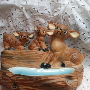 Bambi  Deer Fawn Dish  Ceramic Porcelain Trinket Dish Collectable Vintage Antique Ashtray