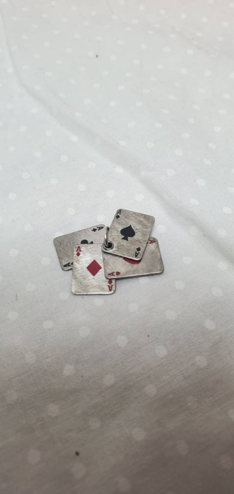Deck of Cards Vintage Ace. Pendant Charm Sterling silver Cards. Miniature Jewelry