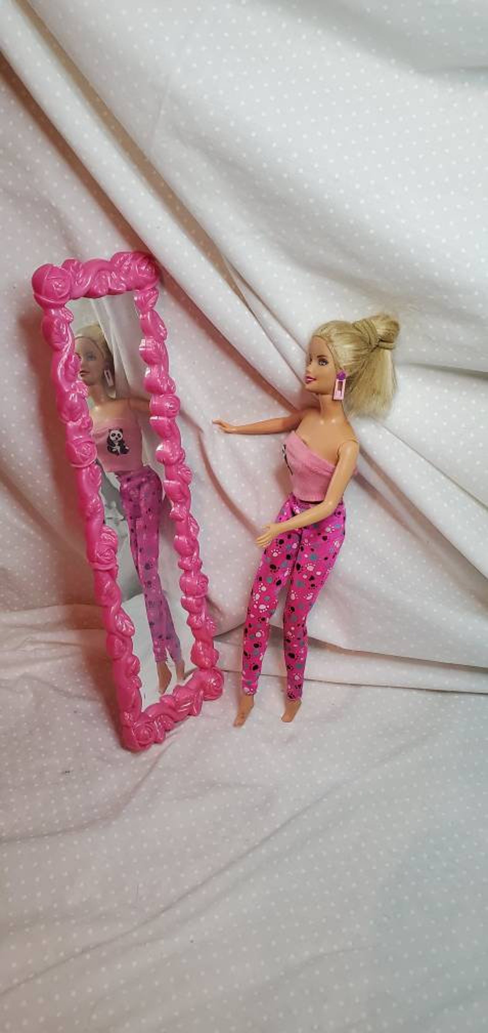 Barbie Doll Mirror Bedroom Bathroom Accessories Pink Vintage Etsy