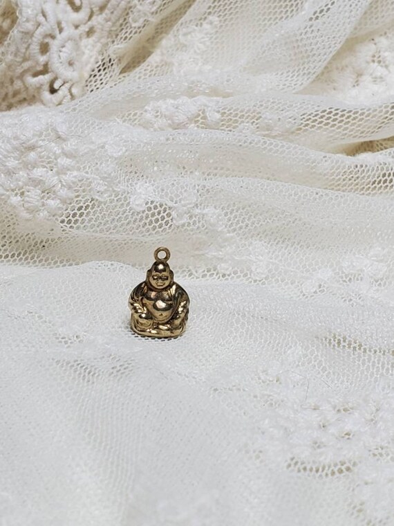 Buddha Charm Pendant Miniature Gold Tone Vintage … - image 4