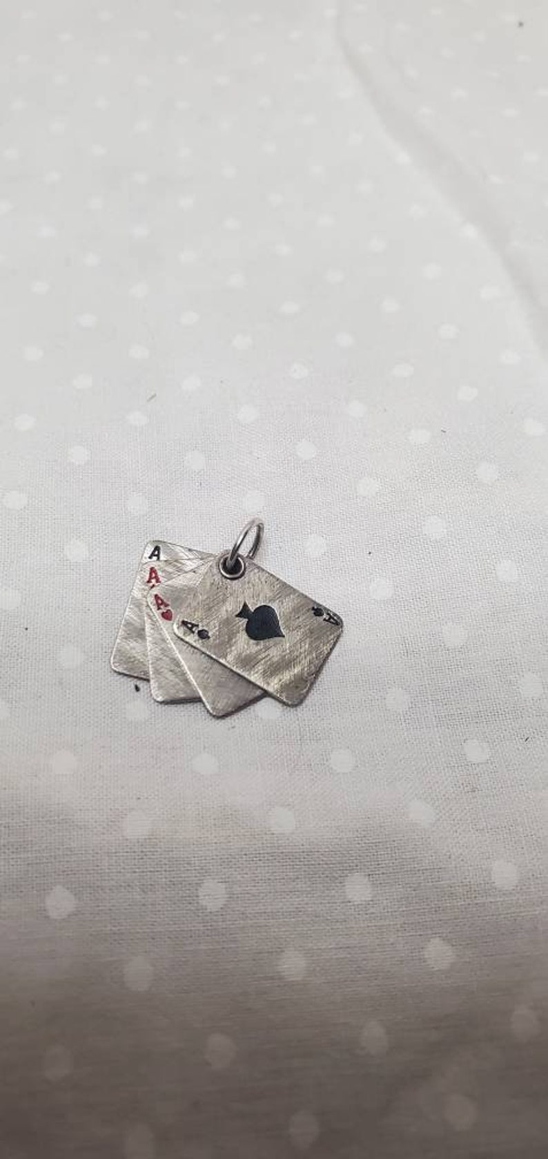 Deck of Cards Vintage Ace. Pendant Charm Sterling silver Cards. Miniature Jewelry