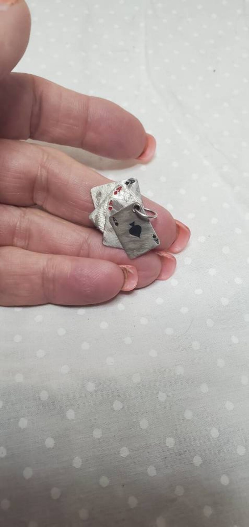 Deck of Cards Vintage Ace. Pendant Charm Sterling silver Cards. Miniature Jewelry