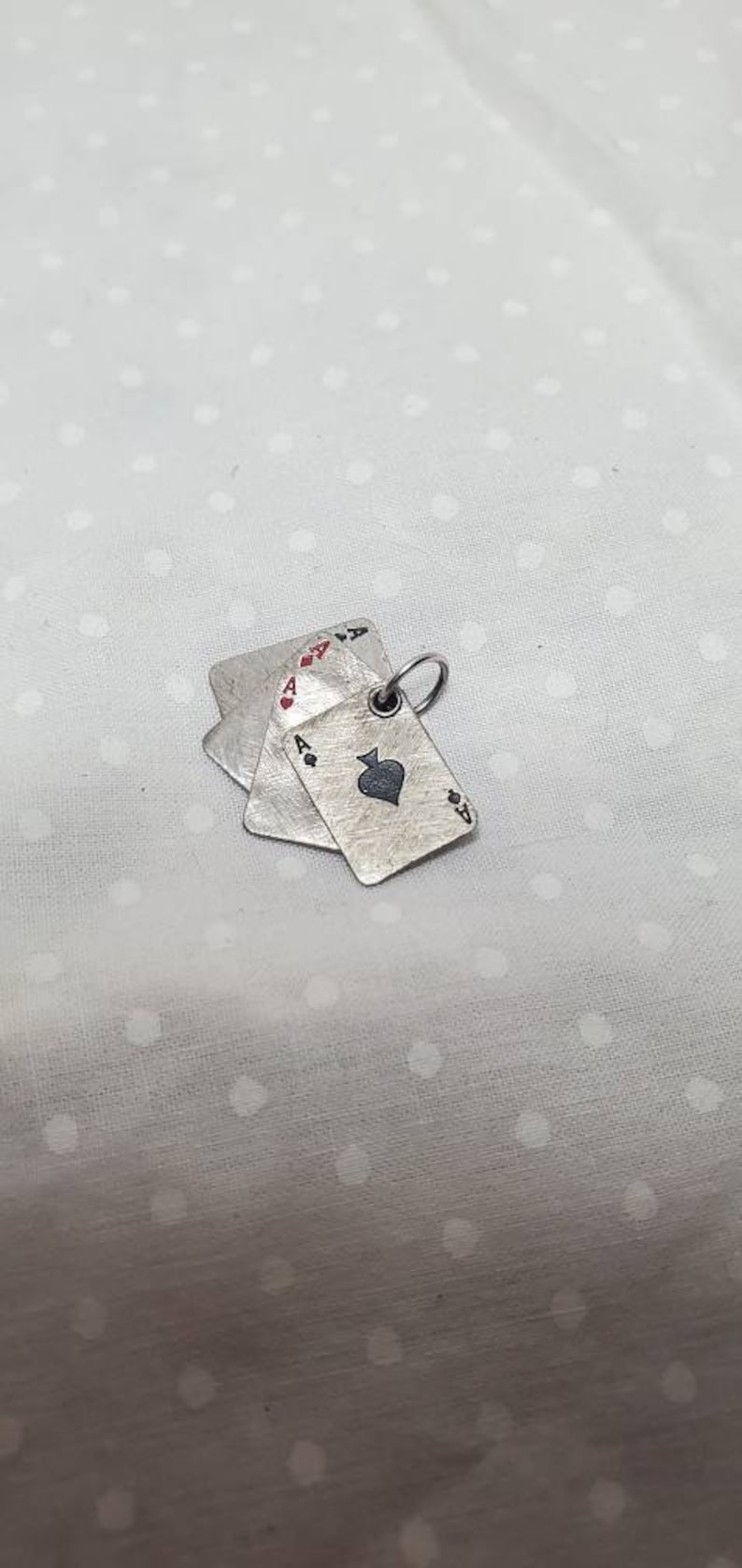 Deck of Cards Vintage Ace. Pendant Charm Sterling silver Cards. Miniature Jewelry