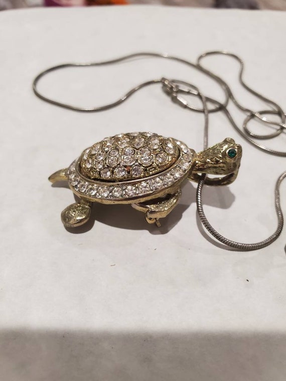 Turtle Vintage Rhinestone Necklace Two Jewelry Pi… - image 8
