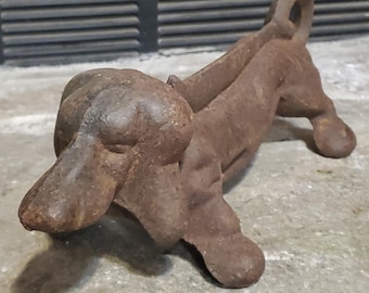 Old Cast Iron Dachshund Wiener Dog Door Stop Boot Shoe Scrapper 12" Long- Heavy