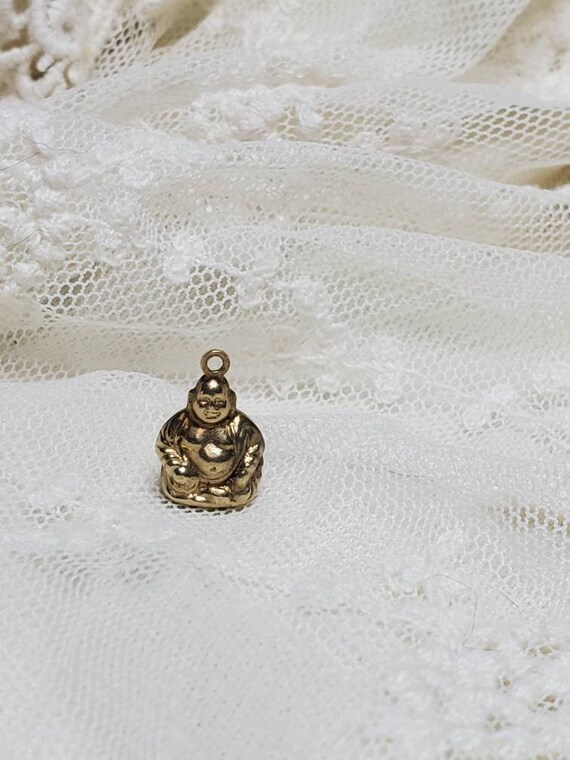 Buddha Charm Pendant Miniature Gold Tone Vintage … - image 1
