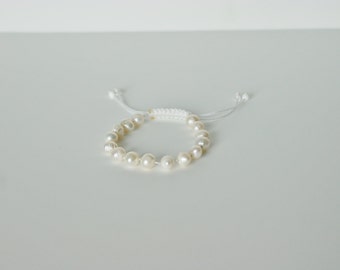 White Fresh Water Pearl Shamballa bracelet