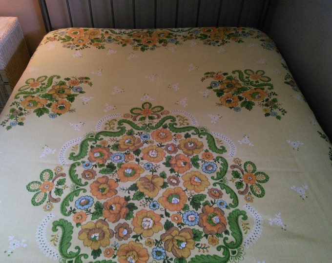 Vintage Bates Bedspreads Double Size Made in U.S.A. Orange Green Yellow