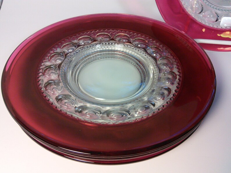 Kings Crown Cranberry Flash Tiffin Fransiscan Luncheon Plates | Etsy
