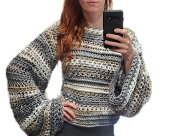 Crochet Sweater Pattern PDF - warm sweater- crochet sweater pattern in English, crochet pattern, easy crochet shirt pattern