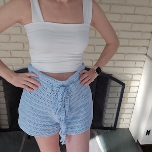 Crochet paperboy shorts PDF pattern - Knit shorts- Sunday shorts  - booty shorts -cover up shorts - adjustable length
