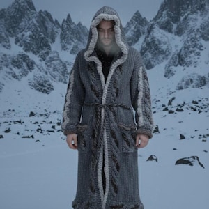 Men's Viking Crochet Cardigan Pattern | Hooded Duster Coat (PDF Tutorial)