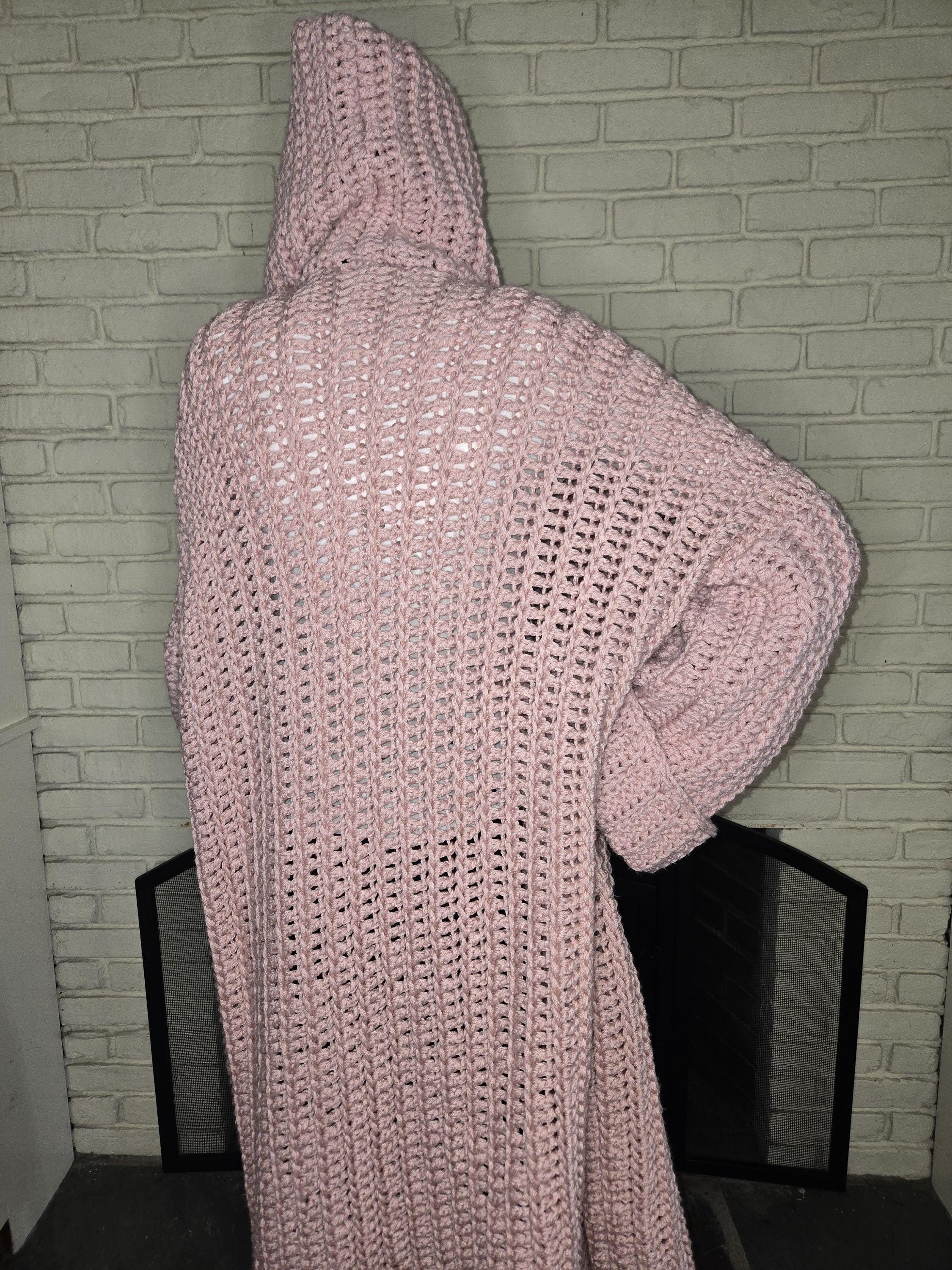 The Chunky Vertical Ribbed Cardigan Pattern – Oversized Hooded Coat ...